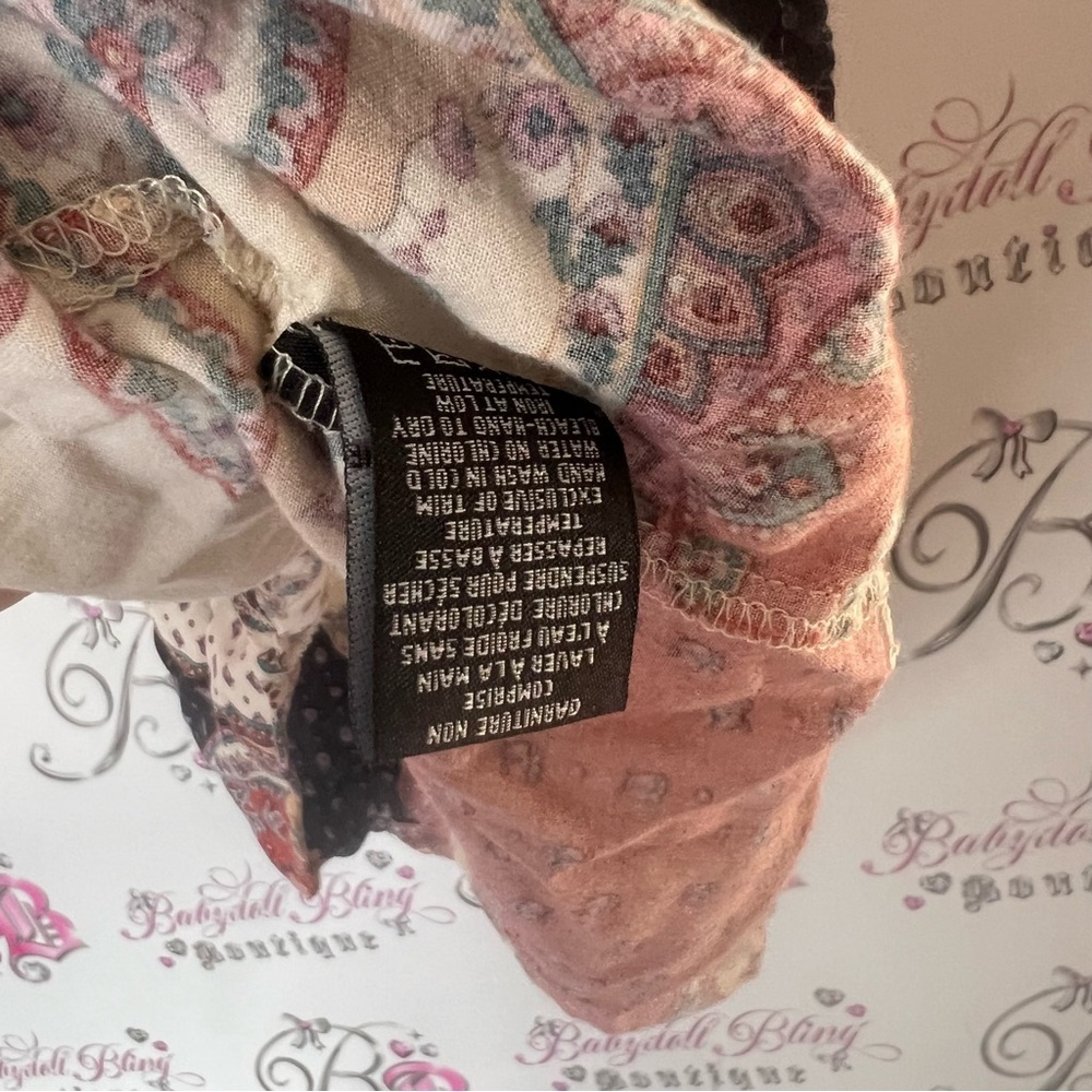 Mandee shirt tank top boho paisley ruffle sleeve Multicolor Patchwork Blouse - Picture 5 of 6